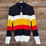 1901 NWT/  Cable Knit Turtleneck Colorblock Red/Blue/Yellow/White  Sweater Photo 0
