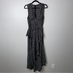 Lulus  Fashion Find Black Ditsy Floral Print Ruffled Faux Wrap Midi Dress Medium Photo 2