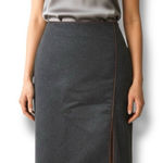 Ralph Lauren  Black Label Size 8 Gray Wool Suede Trim Pencil Skirt Classic USA Photo 0