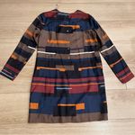 Theory NEW  Cepeda Pack Print Twill Shift Silk Long Sleeve Shift Dress Size 6 Photo 4