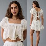 American Eagle  Tie Back Eyelet Crop Top NWT Photo 1