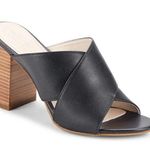 Cole Haan Grand Gabby Sandal Stacked Heel Shoes Black Leather wood slip on heel Photo 0