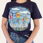 2000s vintage granny garden, birdhouse, flower graphic tee XS/Small Blue Photo 3