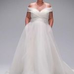 Mori Lee  BRIDAL | Ivory Chiffon "Evette" Dress Off Shoulder Butrons Back | 22W Photo 3