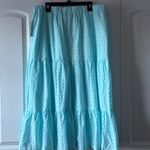Crown & Ivy  Aqua Eyelet Maxi Skirt Size XXL New with Tags Photo 4