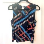 CAbi  Hold Up Top Sleeveless Blouse Women’s M Scarf Print Preppy Old Money Office Photo 2