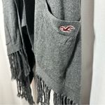 Hollister Cozy Baby Gray Sweater Shawl Vest Fringe M L Boho Pockets Rabbit Hair Photo 2