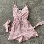 SheIn Pink/White Striped Romper SIZE L Photo 0