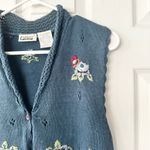 Capacity Petites Vintage 90s Blue Floral Pointelle Knit Button Vest Sweater MP Size M Photo 3