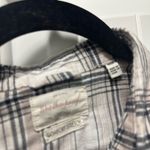 Weatherproof Vintage Beige White and Black Plaid Button Up Photo 2