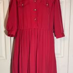 Vintage Sweetbriar 1980s Red Shirtwaist Dress 12 But Runs Small Photo 2