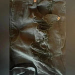 American Eagle Ripped Distressed black stretchy denim mom shorts size 4 Photo 1