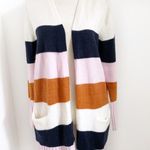 Caslon  Wool Mohair Blend Open Front Cardigan Colorblock Striped Pockets S Photo 0