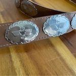 Vintage tan leather thunderbird concho medallion belt Photo 2