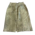 La Nauvelle Renaissance Vintage Leather Skirt Textured Unique Lined Size 6 Women Green Photo 6