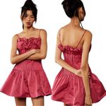 Free People Coquette Puffy Rose Bud Mini Dress Pink NWT Retro Prom Formal Size 4 Photo 12