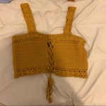 Forever 21 NWOT Crochet knit lace up golden yellow crop top Size Small Photo 1