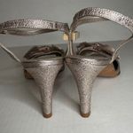 AGL Attilio Giusti Leombruni Women's Metallic Bow Ankle Strap Heels Size 38 Gold Photo 9