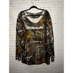 Cowboy Pillows Camouflage Long Sleeve Shirt Womens Cut Neck Tree Bark Print XL Brown Photo 2