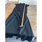 Ann Taylor  Factory Black Mock Neck Cap Sleeve Ruched Waist Midi Dress Size 14 Photo 6