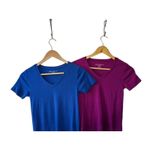 Eddie Bauer  Royal Blue & Magenta V-Neck Short Sleeve T-Shirts Tops Size XS Photo 1