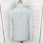 Zac & Rachel Sunglasses Button Up Shirt Blouse White Multi Small Long Sleeve Photo 3