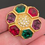 Swavorski Vintage SWAROVSKI Swan Signed Multicolored Crystal Gold-plated  Earrings 17g. Photo 7