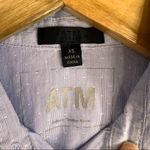 ATM Striped Button Down Boyfriend Shirt Sz XS Blue Nautical Classic City Girl White Photo 3