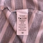 LuLaRoe  Women M Brittany Sleeveless Hoodie Shirt Gray Black Stripe Pocket Photo 5