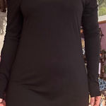 Vince  Large Black Cotton Boat Neck Open Back Tunic Long Sleeve Tee Tshirt Photo 0