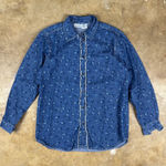 Cabin creek Vintage‎  Women’s Denim Floral Button Up Blue Ruffle Cottagecore S Photo 0
