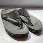FitFlop  Lulu Rhinestone Thongs Flip Flops Gray Graphite Comfort Sandals Summer‎ Photo 0