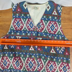 (Actual) Vintage J. Jill Western Geometric Print Vest Blue Size L Photo 4