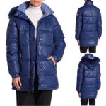 Rachel Roy Puffer Jacket, Blue Fur Trim with Removable Hood Size S New w/ Tag Photo 1