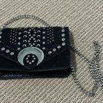ZARA Black Snakeskin Silver Star and Horn Studded Purse with Chain Strap Photo 1