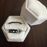 Ladies Stainless Steel Black High Polished 2 Piece Set Rings Size 7 NWT Photo 1