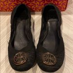 Tory Burch Black Caroline Arabia Elastic Flats - Size 7 1/2 Photo 0