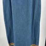 Sun River Women's Blue denim button front velvet trim Maxi Skirt L boho cotton Size L Photo 4