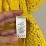 Denim & Co NWT D & Co. Cotton Lace Crochet Knit Cropped Cardigan in Yellow - Size L Photo 3