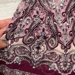 INC Wine Color Paisley Sheer Blouse Elastic 3/4 Sleeves & Low Elastic Waist M Photo 11