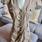 EXPRESS NWOT Sht-slv Button-up Olive Green Knee-length Dress, Sz 8 Photo 0
