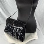 Vintage Jacomo of Paris Crossbody Clutch Purse Black Patent Snakeskin Leather Photo 0