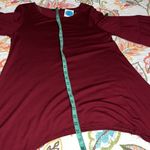 Annabelle small womens burgundy blouse shark bite hem round neck bell sleeve Red Photo 5