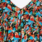 ZARA Blue Black Red Drawstring Floral Print Mini Dress Photo 4
