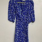 Calvin Klein Blue Floral Faux Wrap Midi Dress Sz 8 Photo 1