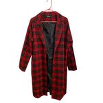 Motel Rocks Red Black Tartan Plaid Wool Coat Holiday Christmas Grunge Cabin core Photo 4