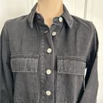 Madewell $128 Womens Patch Pocket Long Sleeve Black Denim Mini Shirtdress Size S Photo 2