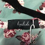 Lipslide Floral ruffle crop top bell sleeves Green Teal size S Photo 1