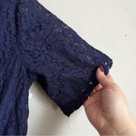 Trixxi Blue Lace Peplum Crop Top Photo 2
