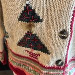 Susan Bristol  Christmas Sweater Hand Embroidered Cardigan Ramie Acrylic Angora Photo 4